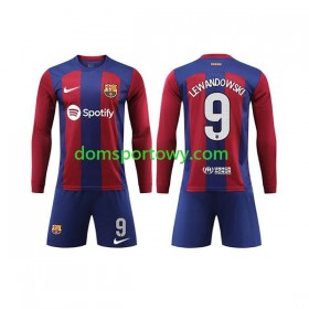 Koszulka FC Barcelona LEWANDOWSKI 9 Dziecięcy Domowe Koszulki Piłkarskie 2023-2024 Długi Rękaw